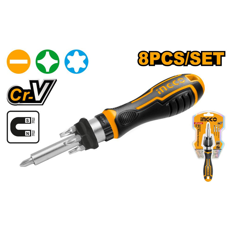 INGCO Ratchet Screwdriver Set (8pc)