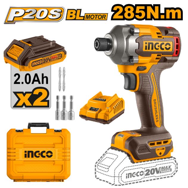 INGCO 20V Driver Kit 285Nm (2 Batteries)