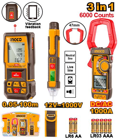 INGCO Laser Distance Detector 3-Piece Combo Kit