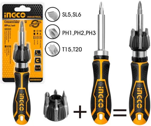 INGCO Ratchet Screwdriver Set (8pc)