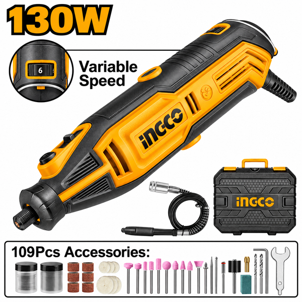 INGCO Mini Grinder (Die Grinder) 130W Kit 109pce — MG13328