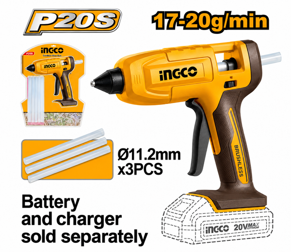 INGCO 20V Cordless Glue Gun (+ Sticks)