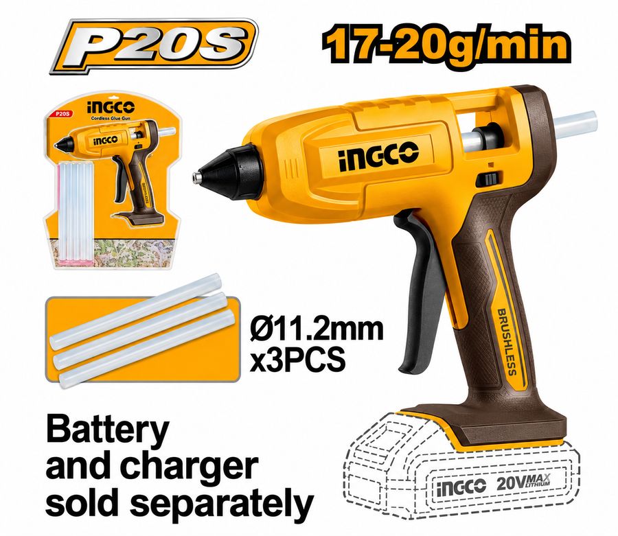 INGCO 20V Cordless Glue Gun (+ Sticks)