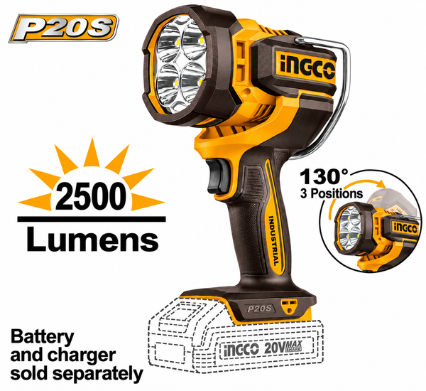 INGCO 20V Cordless Work Lamp 2500lm CWLI20885 (Tool Only)