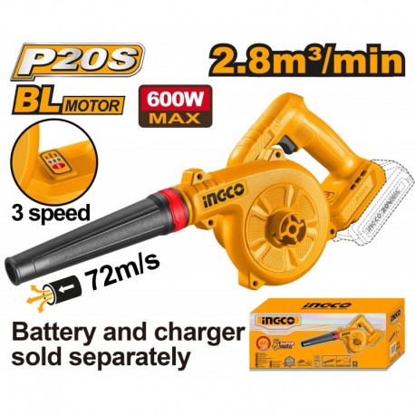 INGCO 20V Cordless Blower 3-Speed (Brushless)
