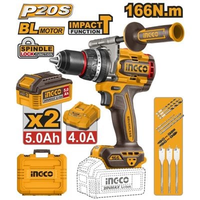 INGCO 20V Impact Drill Kit 166Nm