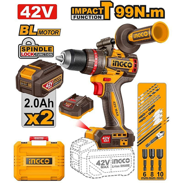 INGCO 42V Impact Drill Kit 99Nm