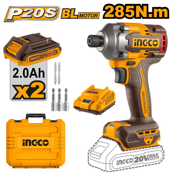 INGCO 20V Driver Kit 285Nm (2 Batteries)
