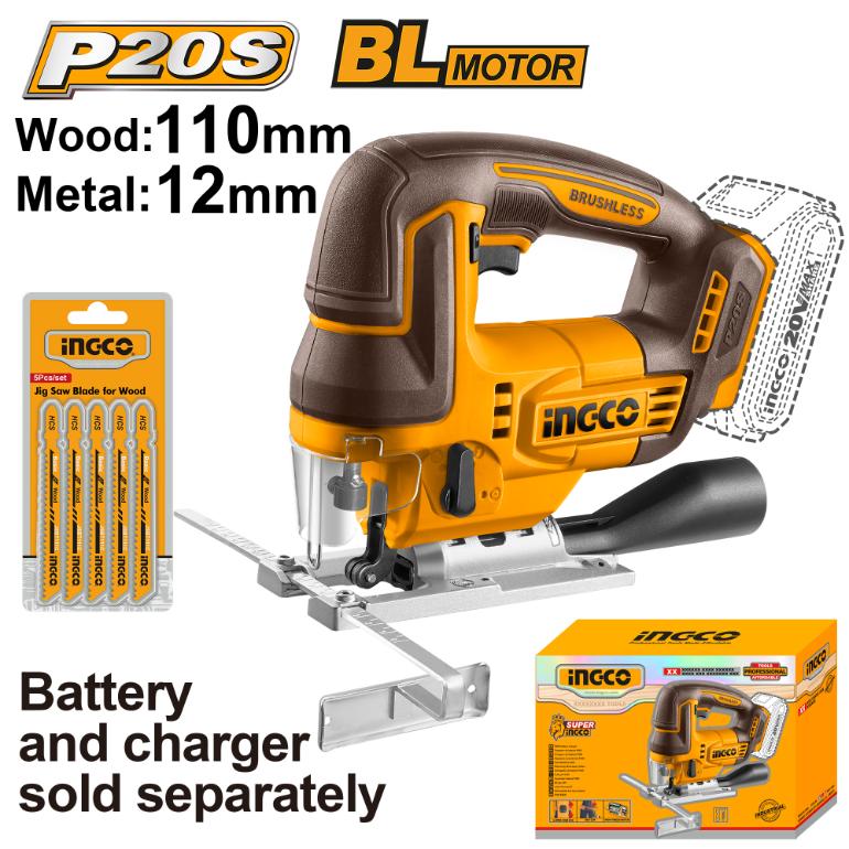 INGCO 20V Cordless Jigsaw (5-Piece Blade Set)