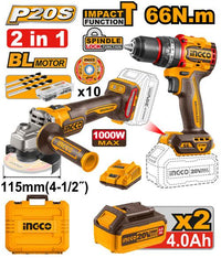 INGCO 20V 2-in-1 Cordless Combo Kit (CKLI20256)
