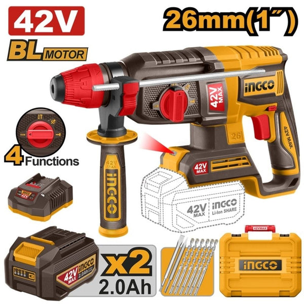 INGCO 42V Cordless Rotary Hammer 26mm