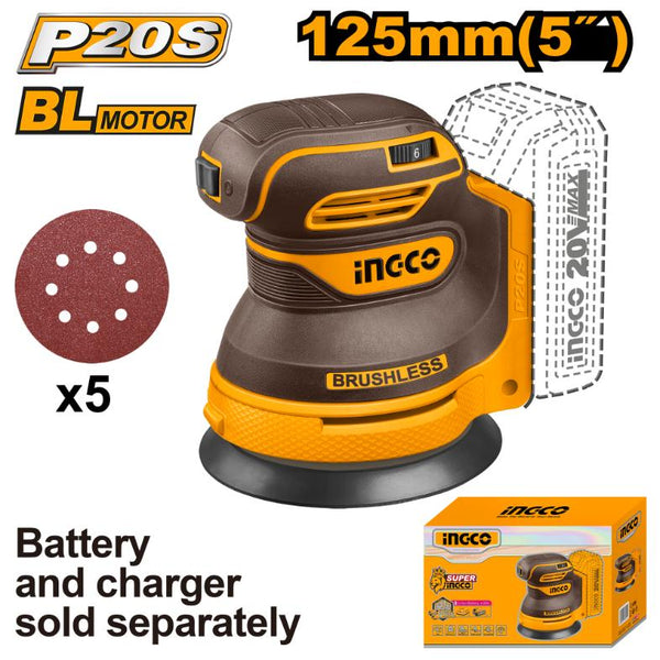 INGCO 20V Cordless Sander 125mm