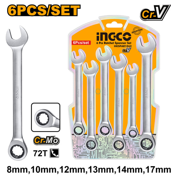 INGCO Ratchet Spanner Set (6pc)
