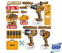 INGCO 20V 4-in-1 Cordless Combo Kit